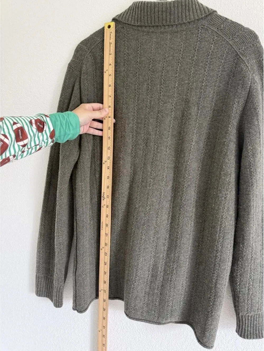 Mr. P Men’s Large MSRP $385 Wolly Open Knit Wool Open Wool Cardigan Deep Green